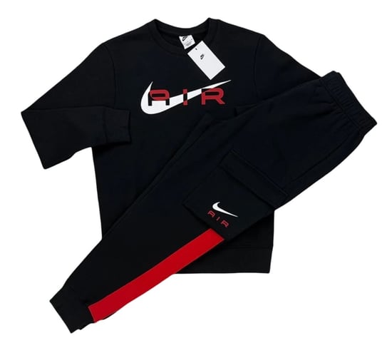 Nike Air Black/Red Swoosh Crewneck Tracksuit - Image 5