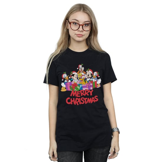 Disney Dam/Tjej - Musse Pigg och hans vänner - jul - Boyfriend-t-shirt i bomull (Svart) - Image 2