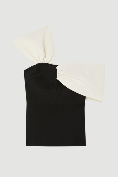 Figure Form Bandage Knit Asymmetric Strap Top - Image 4