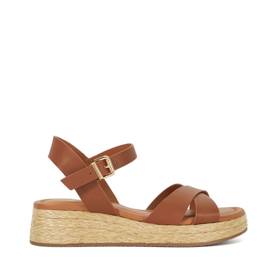 Dune Ladies Littleton - Leather Raffia Flatform Sandals - Image 2