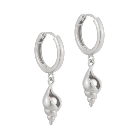 Sterling Silver Pearl Shell Charm Hoops - Image 2