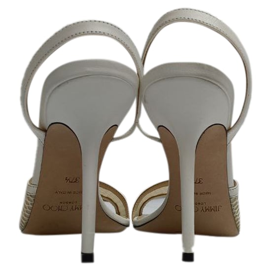 Jimmy Choo Mesh-Accent Slingback Sandal Heels in White Leather - Image 2