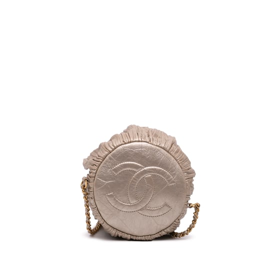 Pleated Leather Backpack Chain Detail - Image 3