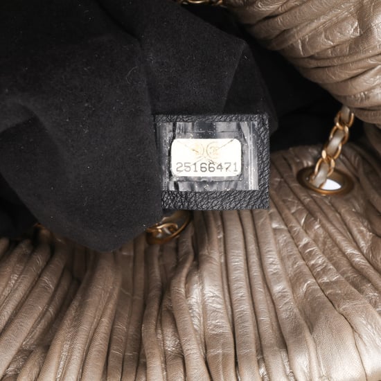 Pleated Leather Backpack Chain Detail - Image 6