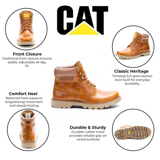 CAT (Caterpillar) Colorado 2.0 Yam Tan Leather Hiking Ankle Boots - Image 2