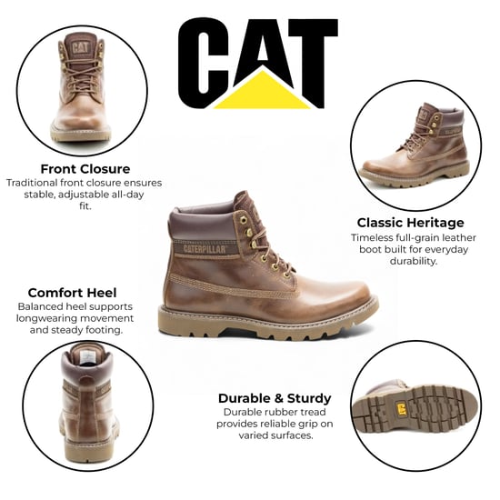 CAT (Caterpillar) Colorado 2.0 Fossil Brown Leather Hiking Ankle Boots - Image 2