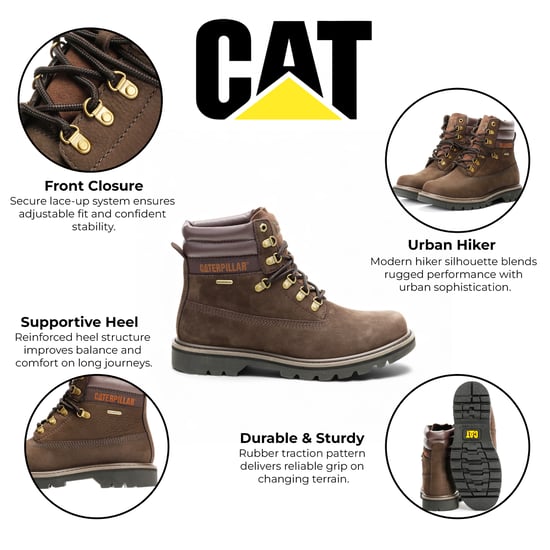 CAT (Caterpillar) Waterproof Colorado 2.0 Hiker Dark Brown Leather Walking Ankle Boots - Image 2
