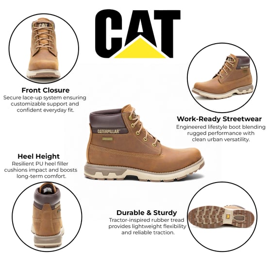 Caterpillar (CAT) Men's Pursue Brown Leather Everyday Work Hiking Ankle Boots - Image 2