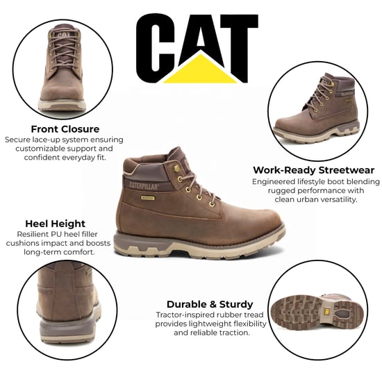 Caterpillar (CAT) Men's Pursue Dark Brown Leather Everyday Work Hiking Ankle Boots - Image 2