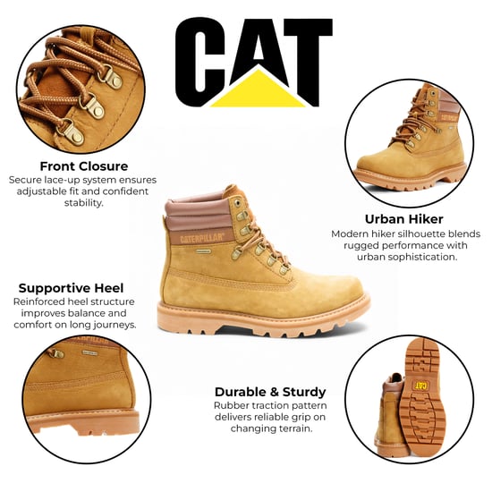 CAT (Caterpillar) Waterproof Colorado 2.0 Hiker Brown Leather Work Ankle Boots - Image 2