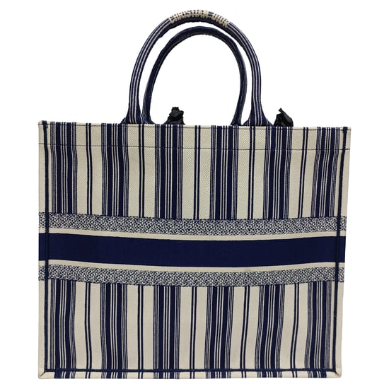 Dior Large Dior Book Tote in Navy Blue Cotton - Image 2