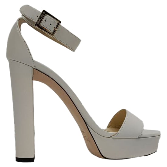 Jimmy Choo Ankle Strap Platform Sandal Heels in White Leather - Image 1