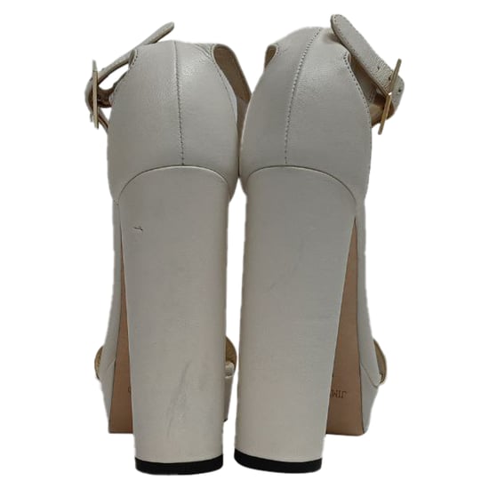 Jimmy Choo Ankle Strap Platform Sandal Heels in White Leather - Image 3