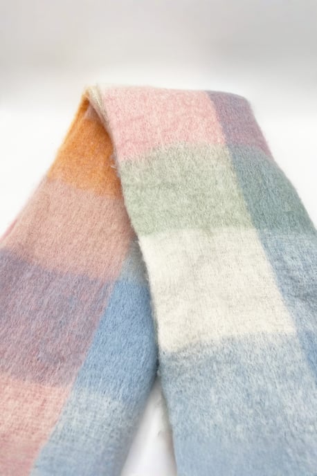 Pastel Check Print Scarf - Image 5