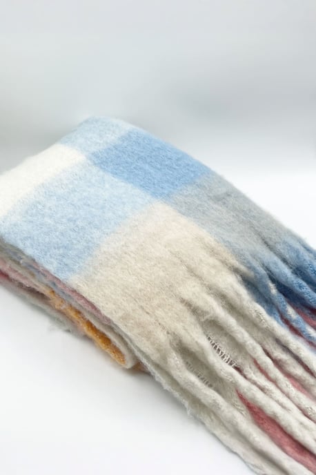 Pastel Check Print Scarf - Image 6