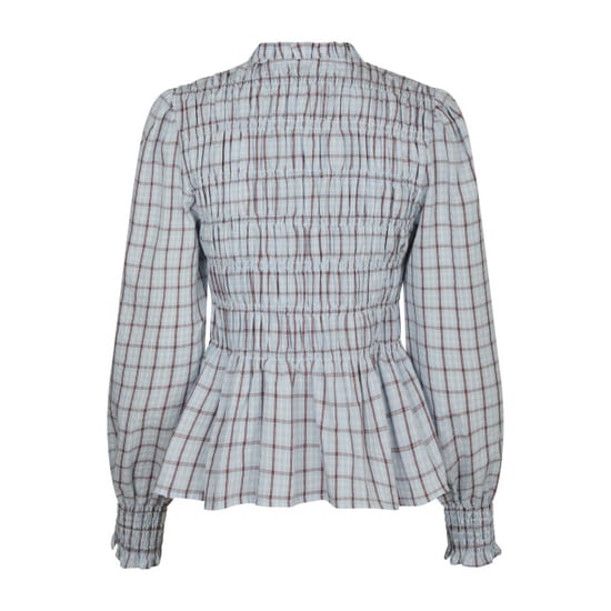 Neo Noir mocca smock check blouse 166900 145 light blue - Image 5