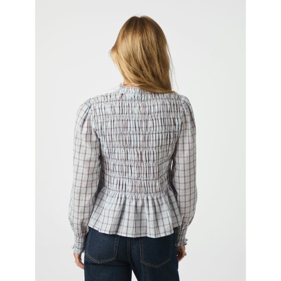 Neo Noir mocca smock check blouse 166900 145 light blue - Image 6