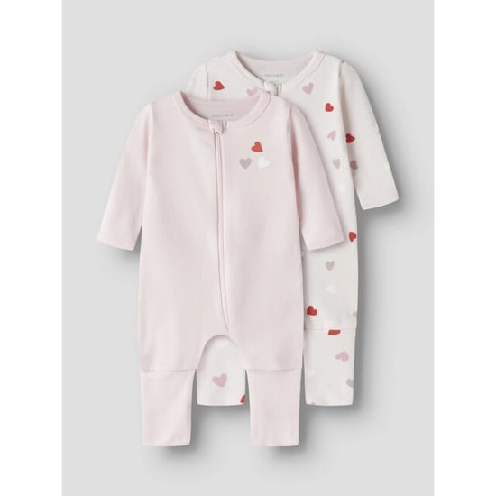 Name It Meisjes kinder bodysuit nbfnightsuit 2-pack hartjes roze - Image 2