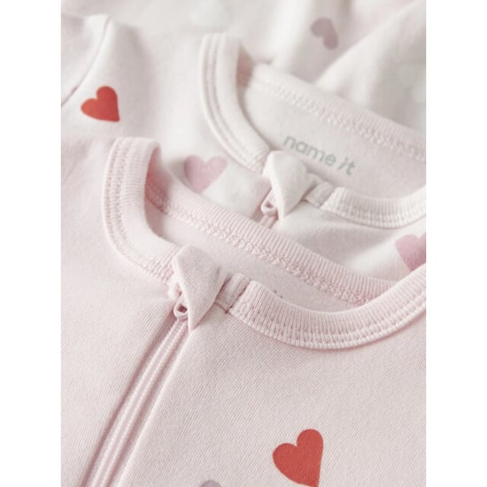 Name It Meisjes kinder bodysuit nbfnightsuit 2-pack hartjes roze - Image 5