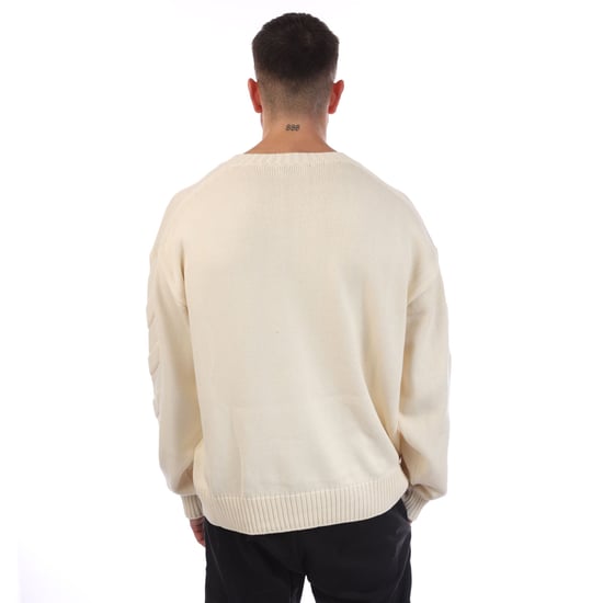 Off White 3D diagonaal gebreide crewneck sweatshirt voor heren in crèmekleur - Image 2