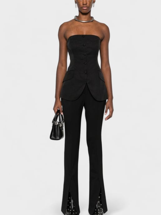 Off-White Wool Blend Basic Slim Pant Black - Image 2