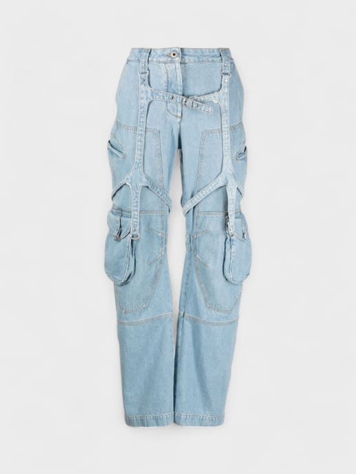 Off-White Bleach Cargo Pocket Over Pant Light Denim - Image 1