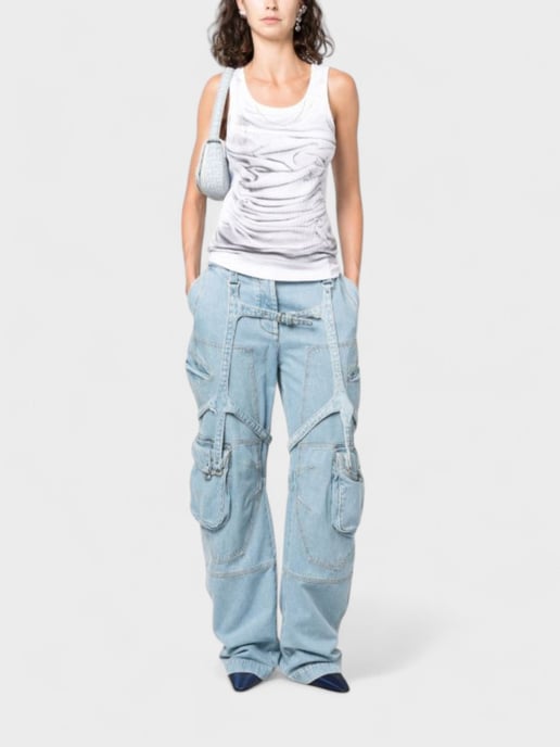 Off-White Bleach Cargo Pocket Over Pant Light Denim - Image 3