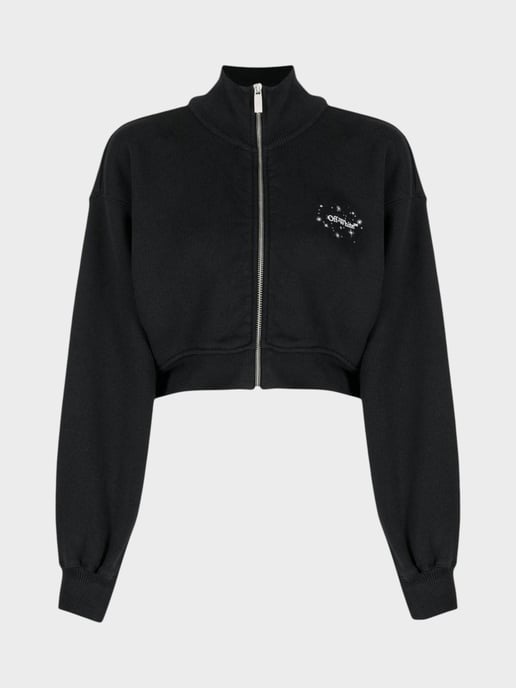 Off-White Bling Stars Arrow Cropped Zip Up Black - Image 4