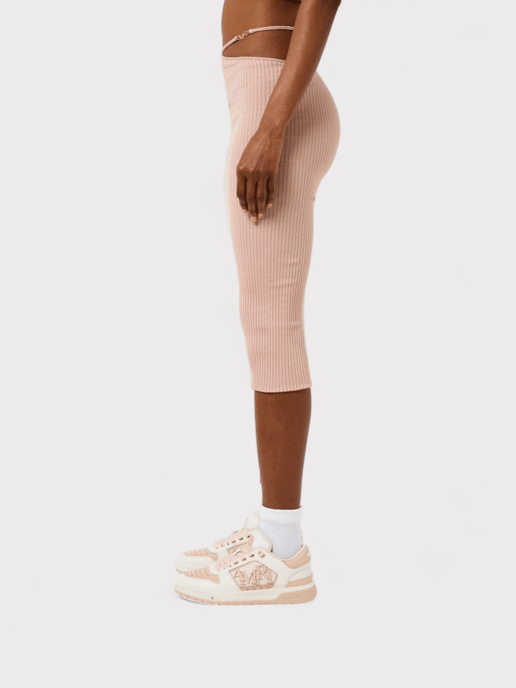 Amiri Ribbed Staggered Midi Skirt Pink - Image 4