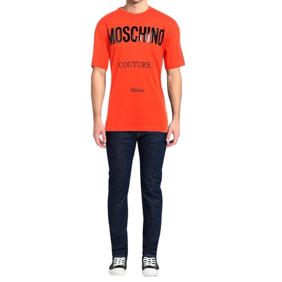 Moschino Heren Couture Glanzend Logo T-Shirt (Oranje) - Image 3