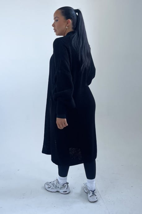 Knitted Long Sleeve Pocket Detail Ribbed Cardigan - Image 3