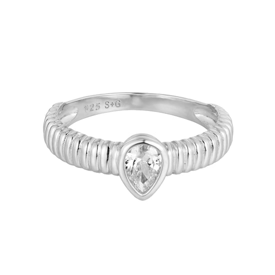 Sterling Silver Teardrop CZ Stacking Ring - Image 1