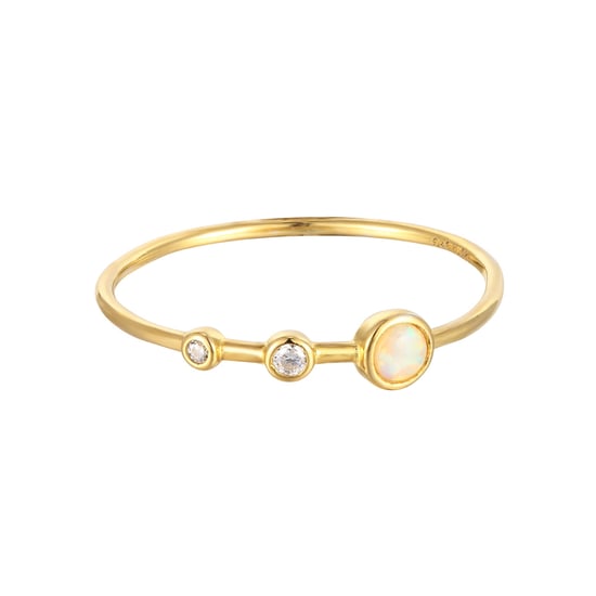 18ct Gold Plated Opal & CZ Ring - Image 1