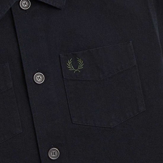 Fred Perry Mens Plain Twill Overshirt (Black) - Image 3