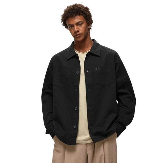 Fred Perry Mens Plain Twill Overshirt (Black) - Image 4