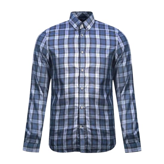 Fred Perry Geruit herenhemd met lange mouwen (ZWART/BLAUW) - Image 1