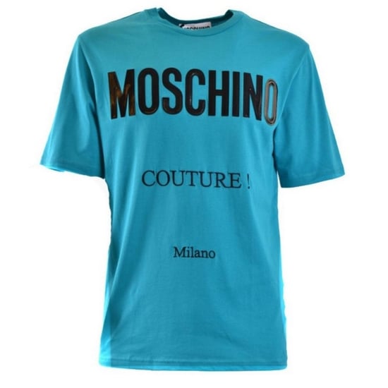 Moschino Heren Couture Glanzend Logo T-Shirt (Teal) - Image 1