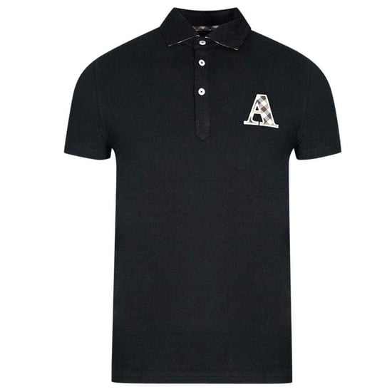 Aquascutum Mens Checked Logo Polo Shirt (Black) - Image 1