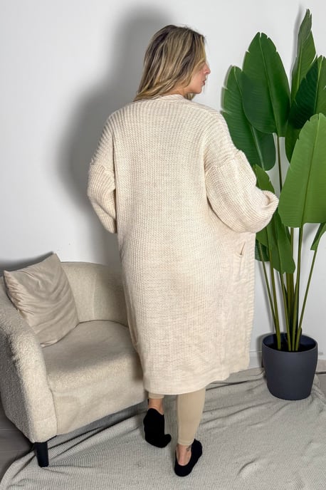 Knitted Long Sleeve Pocket Detail Ribbed Cardigan - Image 3