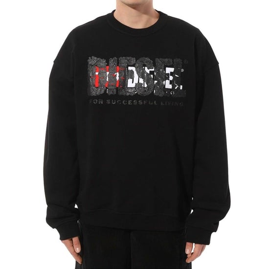 Diesel Heren Dubbel Vernietigd Logo Sweatshirt (Zwart) - Image 3