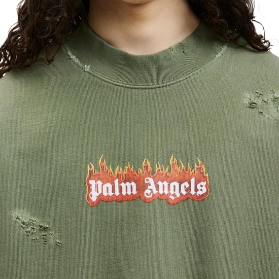 Palm Angels Unisex Volwassen Vlammen Sweatshirt (Groen) - Image 3
