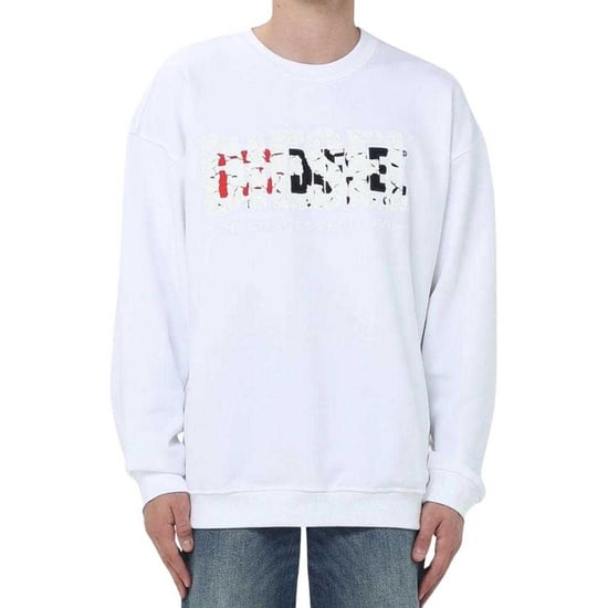 Diesel Heren Dubbel Vernietigd Logo Sweatshirt (Wit) - Image 3