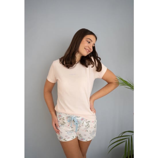 By Louise Dames korte pyjama set shortama roze/wit gebloemd - Image 4