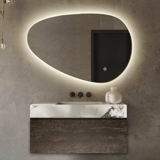 Vtw Living badkamerspiegel asymmetrisch met led verlichting en verwarming 150 - Image 3