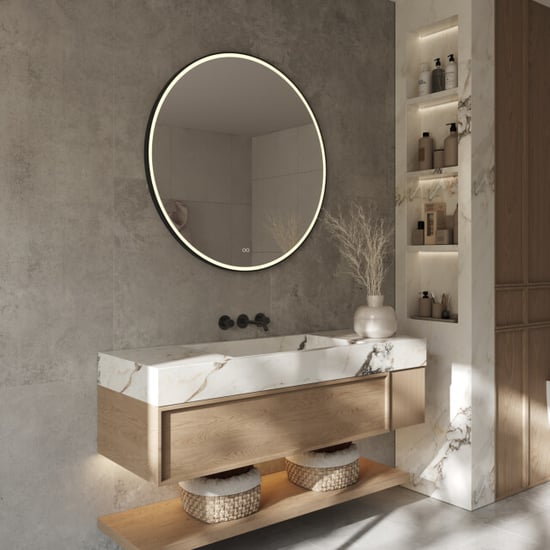Vtw Living badkamerspiegel rond 100 cm spiegel met led verlichting en - Image 4