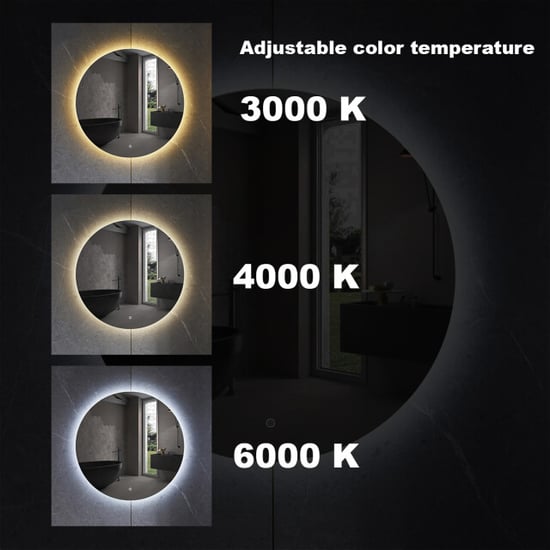 Vtw Living badkamerspiegel rond 100 cm spiegel met led verlichting en - Image 4