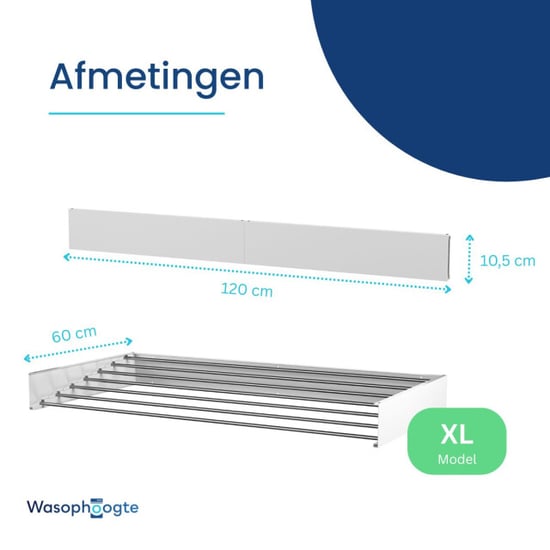 Wasophoogte ® wanddroogrek walldry 120 cm wit 2 stuks - Image 3