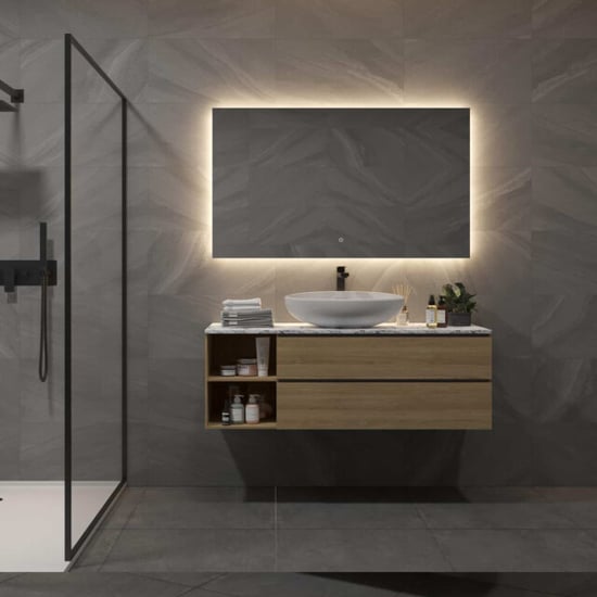 Vtw Living badkamerspiegel met verlichting en verwarming spiegel 120 x 60 - Image 3