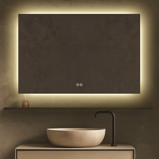 Vtw Living badkamerspiegel met verlichting en verwarming spiegel 100 x 60 - Image 1