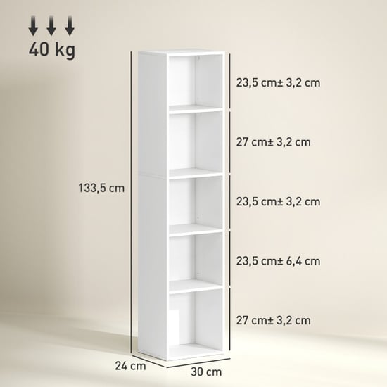 4goodz Boekenkast met 5 verstelbare planken 24x30x134 cm - - Image 3